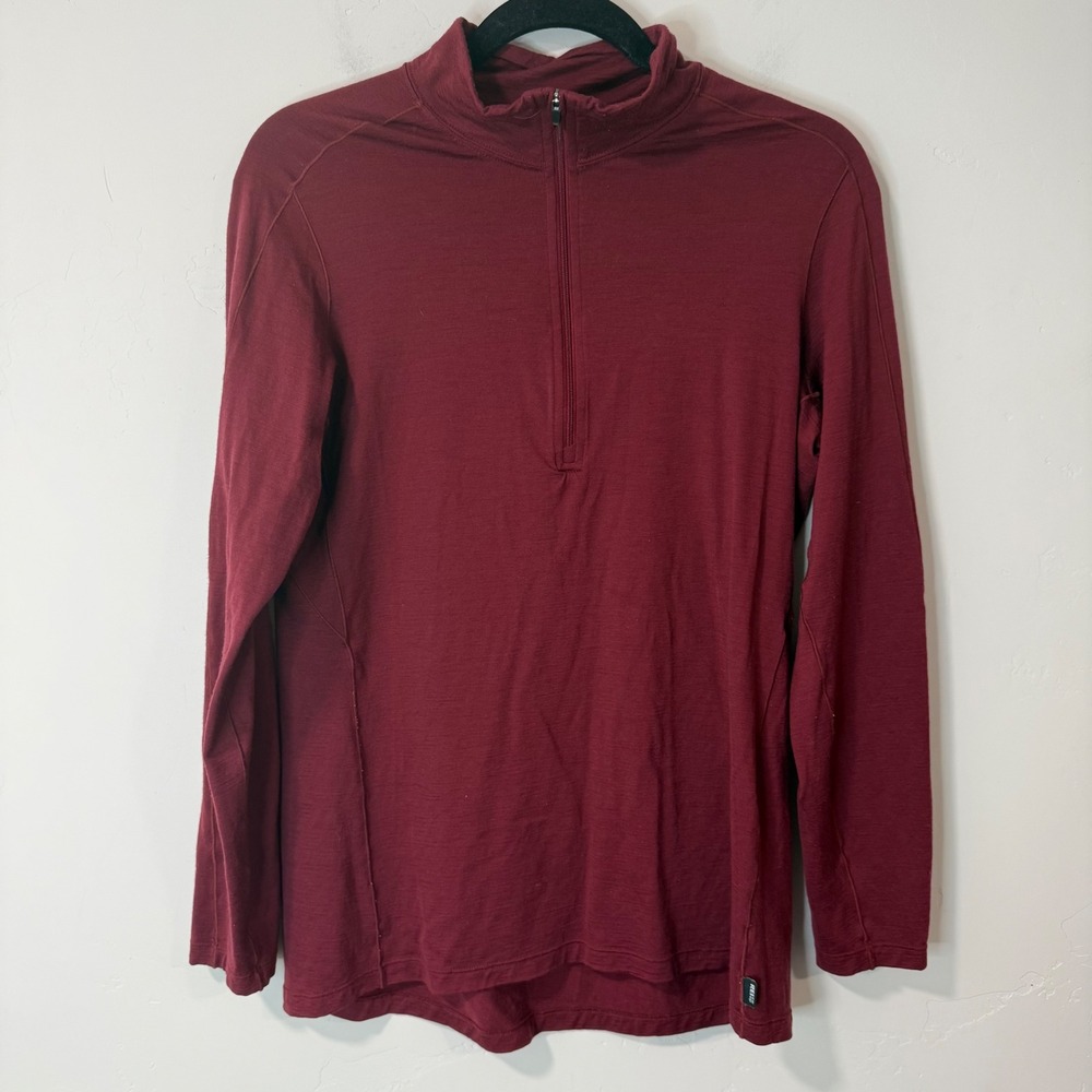 REI Co-op Merino 185 Long-Sleeve Half-Zip Base Layer Top Large Red Wool 192861